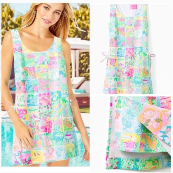 Lilly Pulitzer Sammi Pop Up Lilly State Of Mind Ponte Shift Dress Romper Size 2